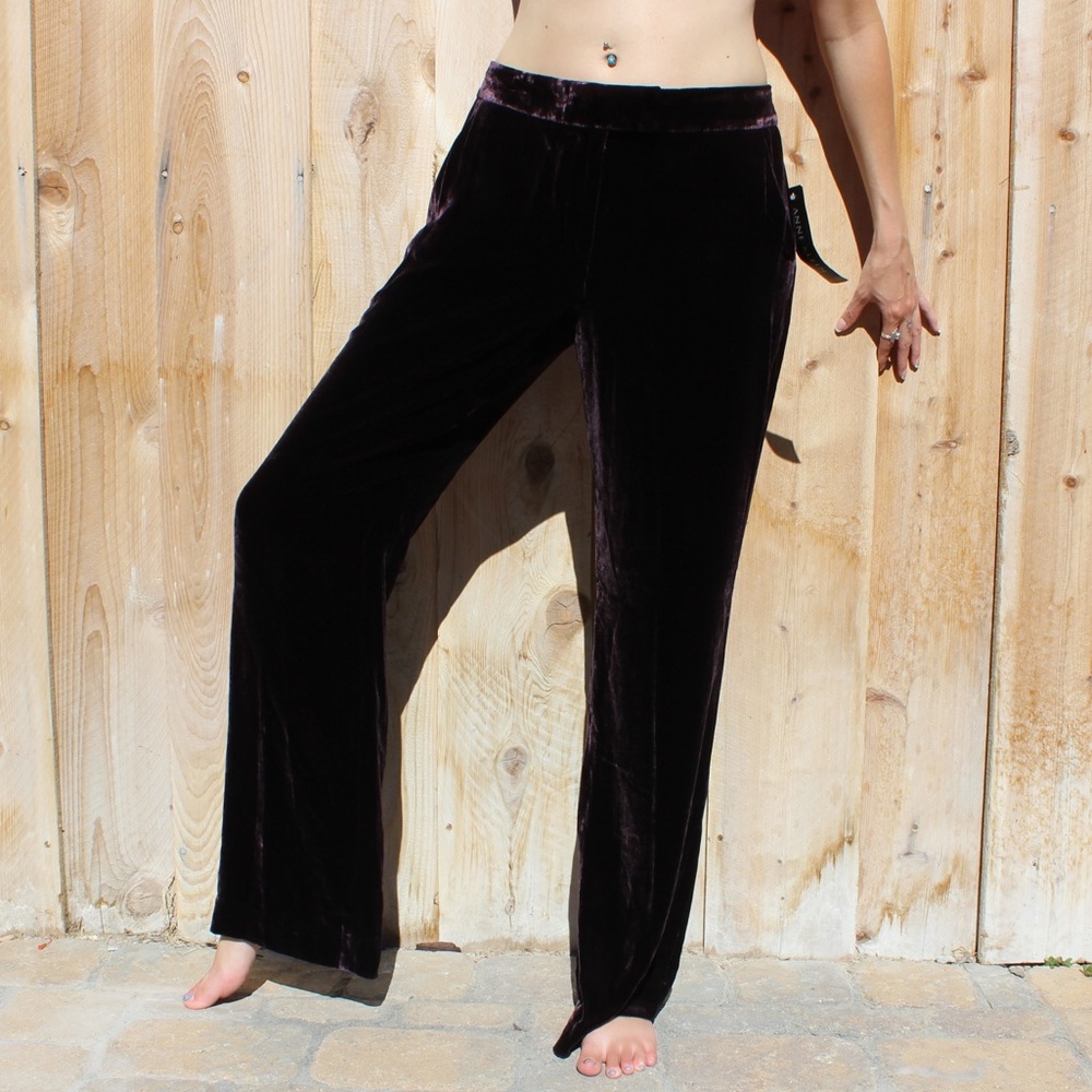 NWT Royal Purple Velour Mid Rise Silk Dress Slacks